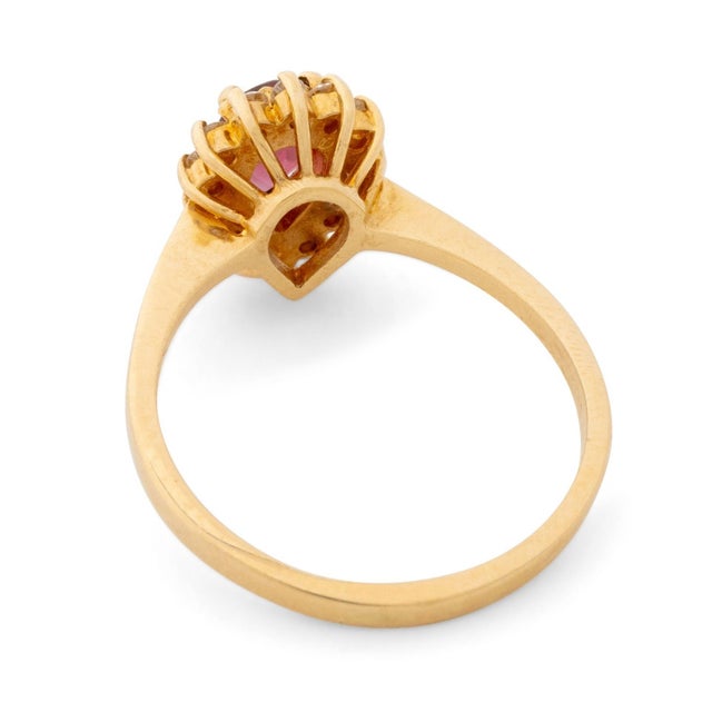 Gold Rubellite and Diamond 14k Yellow Gold Cocktail Ring For Sale - Image 8 of 9