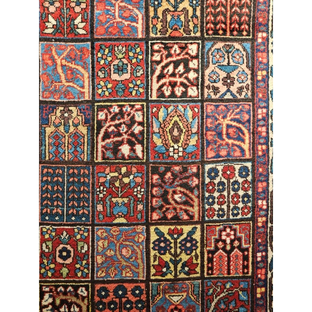 Vintage Persian Bakhtiari Rug, Allover Garden Panel Pattern, Pale Yellow & Red, 5’ X 7’ For Sale - Image 9 of 12