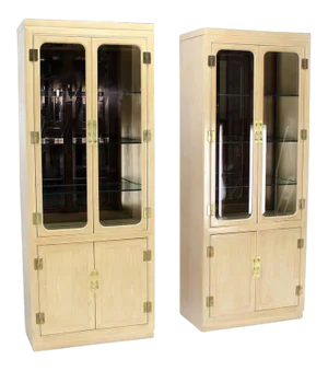 Mid-Century Modern John Stuart Tall Display Cabinets- a Pair
