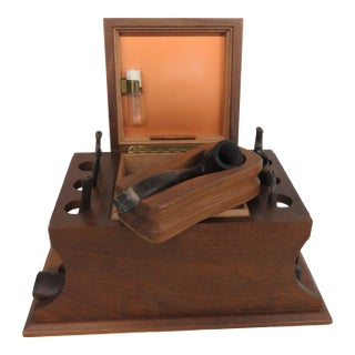 Alfred Dunhill of London Wood Humidor Pipe Stand 9pc Total Set With Pipes 4988b For Sale