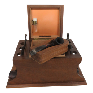Alfred Dunhill of London Wood Humidor Pipe Stand 9pc Total Set With Pipes 4988b