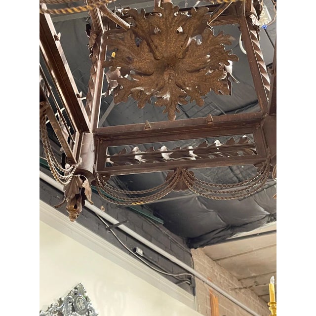 Bronze Large French Wrought Iron Lantern For Sale - Image 8 of 10