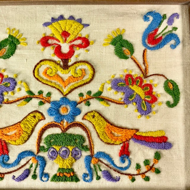 Textile 1930s Vintage Gustavian Arts & Crafts Americana Needlepoint Yarn Sampler, Framed. For Sale - Image 7 of 15