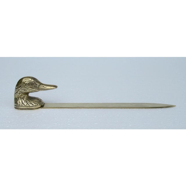 1960s Vintage Mid-Century Brass Mallard Duck Letter Opener For Sale - Image 5 of 13