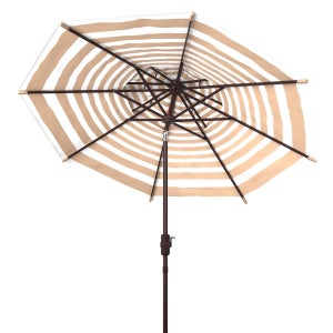 Athens 9Ft Double Top Crank Umbrella, Beige With White Understripe
