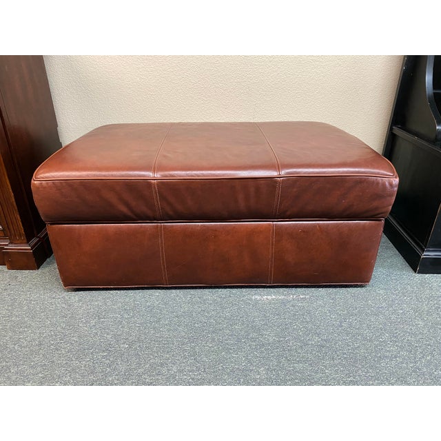 Ethan Allen Triad Leather Storage Ottoman Chairish