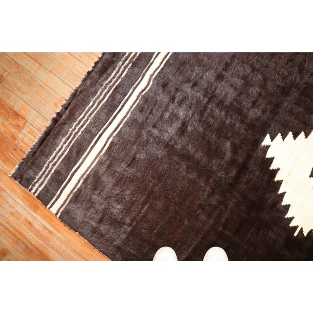 Turkish Black White Mohair Rug rug no.r5929 For Sale - Image 4 of 5
