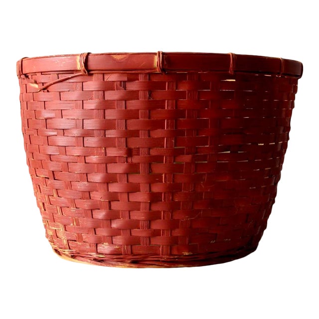 Vintage Red Woven Basket Chairish