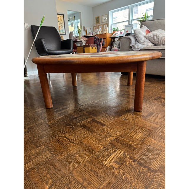 1980s Mid- Century Danish Modern Teak Coffee Table With Ceramic Inlay Tiles For Sale - Image 13 of 14