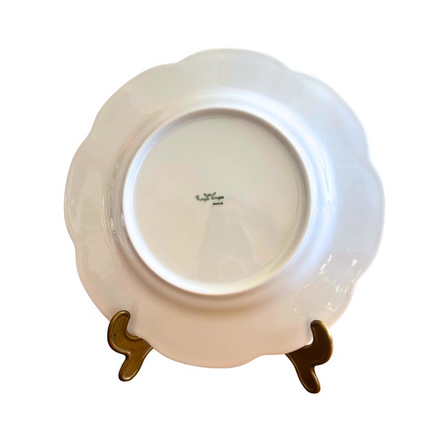 1990s Royal Limoges France Nymphéa White Porcelain Scalloped Dinner & Dessert Plates For 6 - 12 pcs For Sale - Image 6 of 7