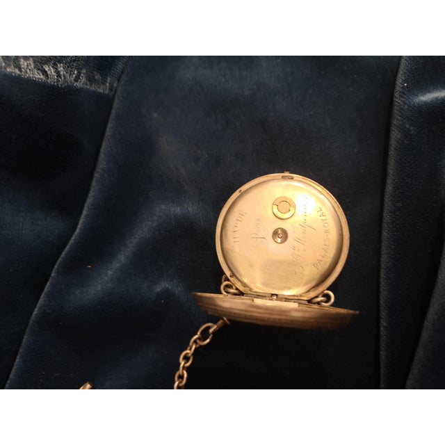 French Sterling Silver Pocket Watch with Chain For Sale - Image 12 of 18