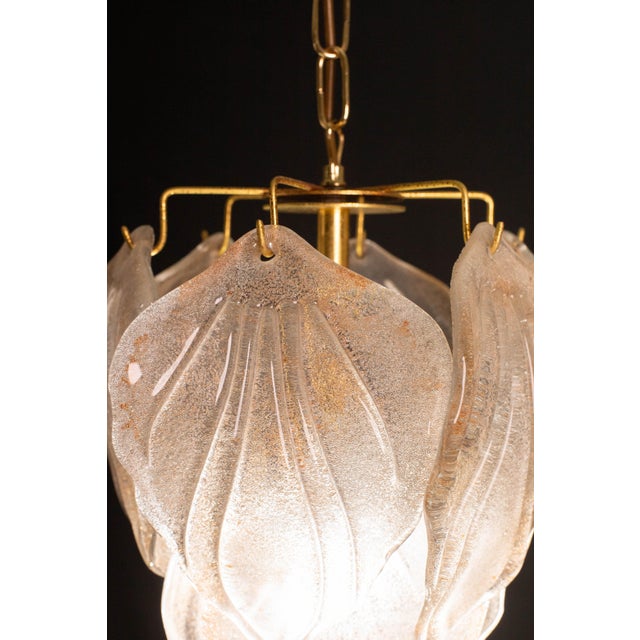 1970s Vintage Murano Chandelier With Leaves of Orange and Pink Highlights For Sale - Image 12 of 12