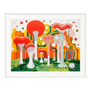 Contemporary 'Landscape With Mashrooms' in the Style of Yayoi Kusama - Framed Limited Edition Fine Art Print For Sale