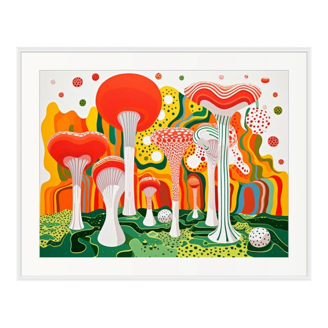 Contemporary 'Landscape With Mashrooms' in the Style of Yayoi Kusama - Framed Limited Edition Fine Art Print For Sale
