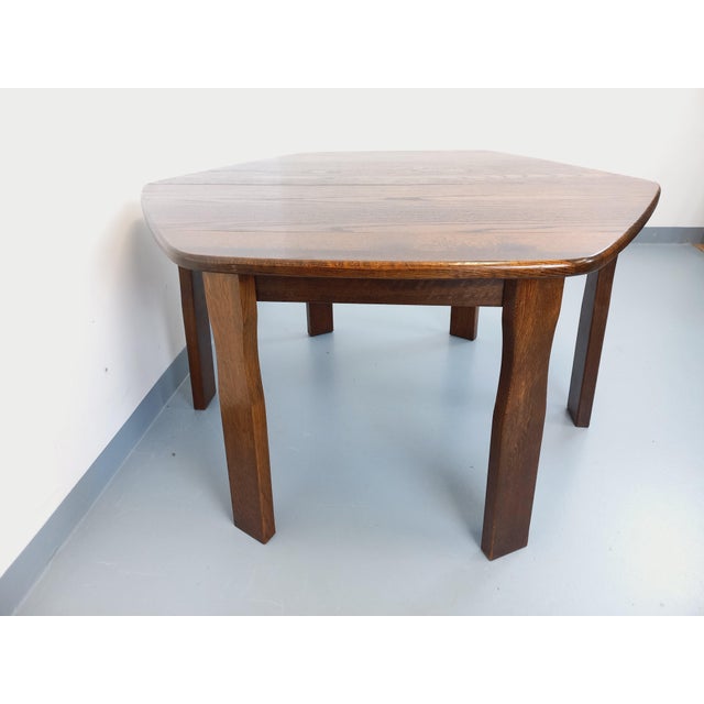 Vintage Brutalist Hexagonal Oak Dining Table with Extension, 1950s For Sale - Image 6 of 18