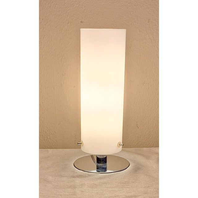 Silver Chrome-Plated Metal Table Lamp with White Glass Shade from Trio, 2000s For Sale - Image 8 of 8
