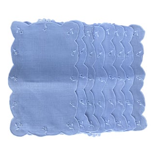 1960s Mid Century Pearl Grey Linen Cocktail Napkins - Set of 8 For Sale
