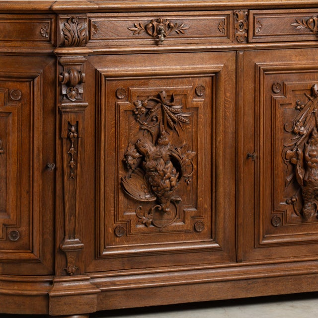 19th Century French Oak Carved Large Buffet Sideboard For Sale - Image 10 of 14