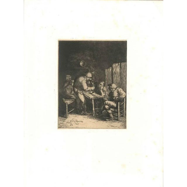 Image dimensions: 15 x 12 cm. Scène de bistrot is a black and white etching with burin interventions on paper realized by...