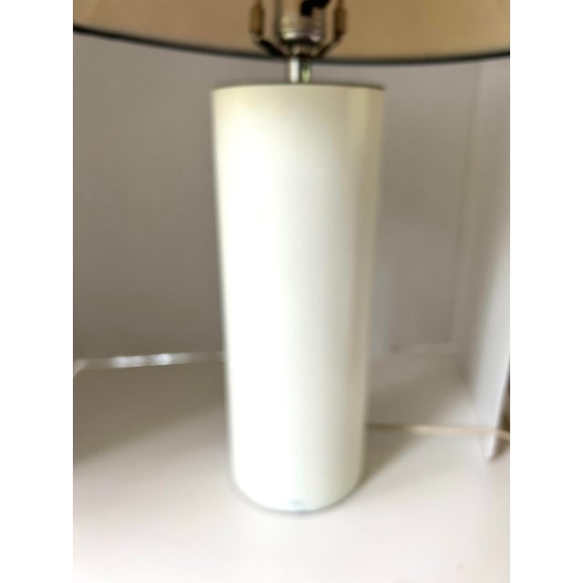 1970s Vintage Midcentury Walter Von Nessen Tall White Enameled Column Table Lamp For Sale - Image 5 of 9