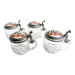 Antique Large Pre-Prohibition Jetter Brewing Co Old Age Lidded Beer Steins, South Omaha Nebraska Brewery Advertising 1902–1914 - Set of 4 For Sale