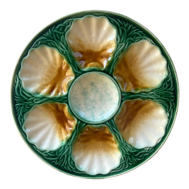 Salins French Majolica Oyster Plate, c.1890 For Sale