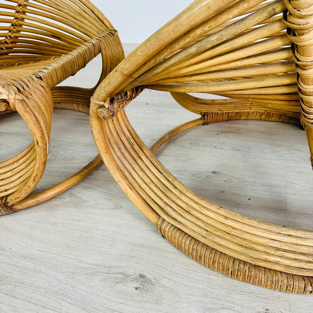 Italian Rattan Lounge Chairs With Coffee Table – Set of 3 For Sale - Image 16 of 16