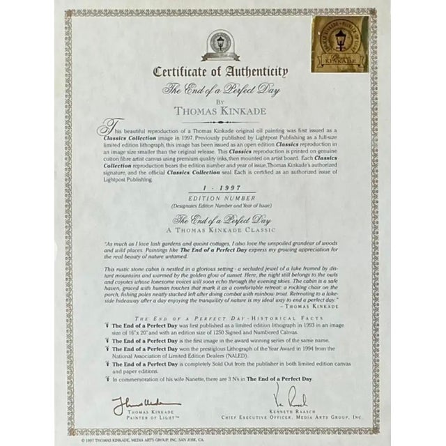 Thomas Kinkade "The End of a Perfect Day" Limited Edition Canvas Classic For Sale - Image 12 of 14