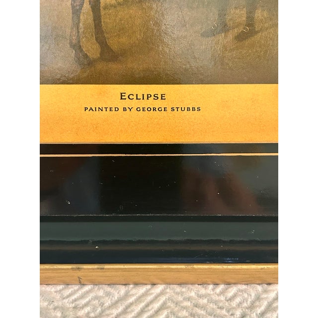 Vintage Abercrombie & Fitch English Black Lacquer Wood Serving Tray With George Stubbs “Eclipse” Equestrian Print For Sale In New Orleans - Image 6 of 13