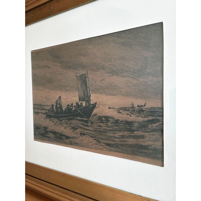 Sailing Boat, 1900, Etching, Framed For Sale - Image 6 of 13