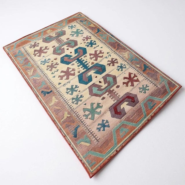 Vintage Handwoven Wool Rug with Geometric Patterns For Sale - Image 11 of 11