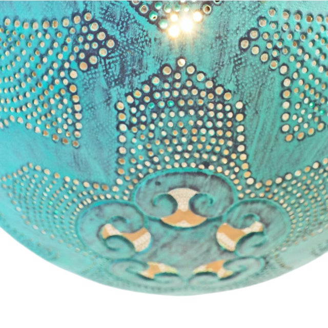 2020s Verdigris Copper Globe Pendant Light X-Large For Sale - Image 5 of 7