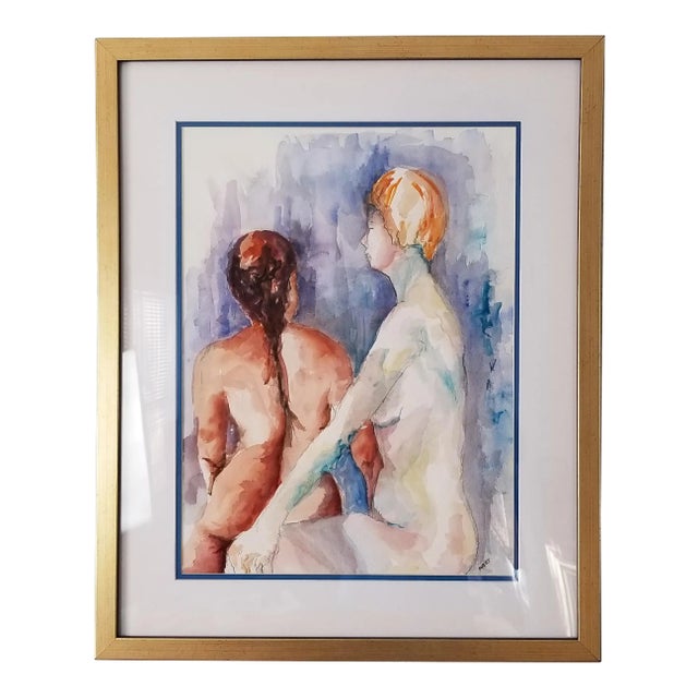 Marcia Walpert " Women Meditating " Figurative Watercolor Painting For Sale