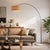 Mid-Century Modern 1960s Nova of California Float Mid Century Floor Lamp - Burlap Fabric Drum Shade, White Marble Base For Sale - Image 3 of 5