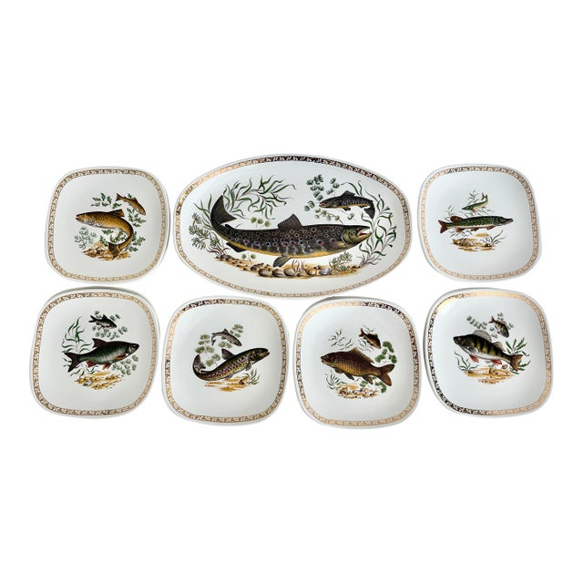1960s Longchamp France Fish Service Set - Set of 13 For Sale