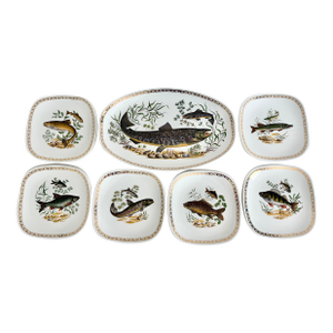1960s Longchamp France Fish Service Set - Set of 13