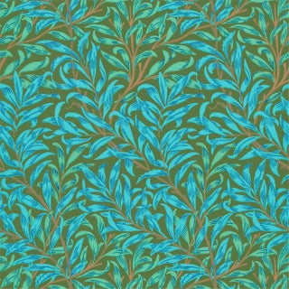 Morris & Co Willow Bough Wallpaper in Olive/Turquoise For Sale