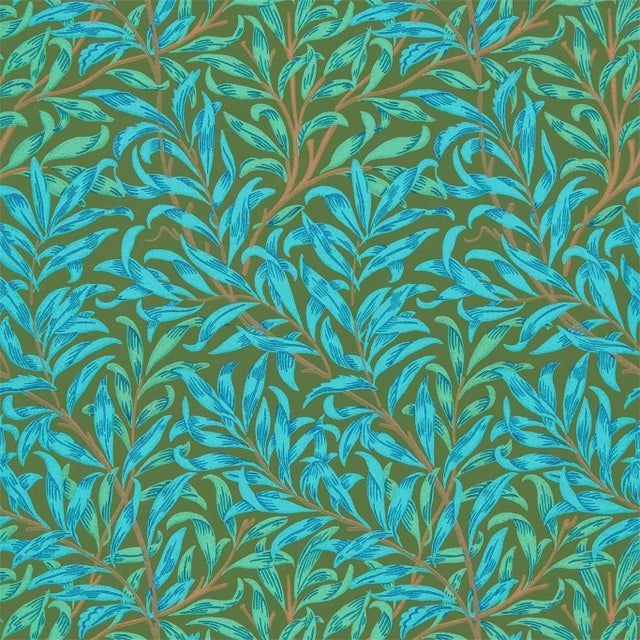 Morris & Co Willow Bough Wallpaper in Olive/Turquoise For Sale