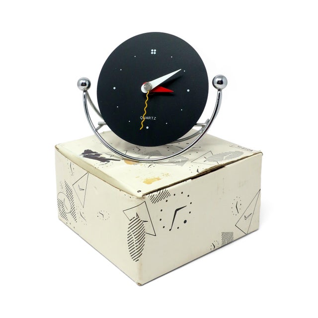 Chrome 1980s Postmodern Chrome Rocking Desk Clock For Sale - Image 8 of 8