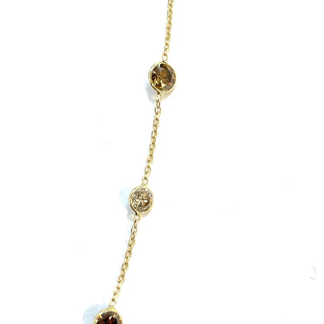 14k Yellow Gold Diamonds by the Yard Brown 16.15carets Diamond Necklace For Sale In New York - Image 6 of 8