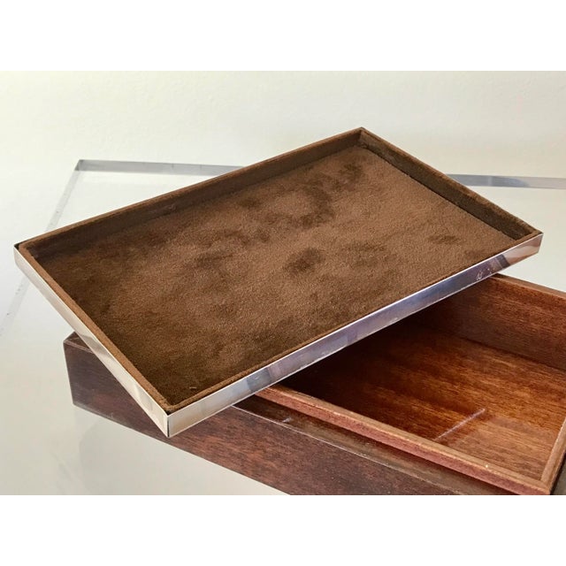 Wood Mid Century Italian Silver Plate and Satin Wood Box For Sale - Image 7 of 13