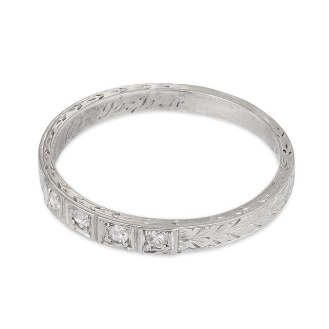 1920s 1920s Art Deco Diamond Platinum Band, Size 6 For Sale - Image 5 of 5