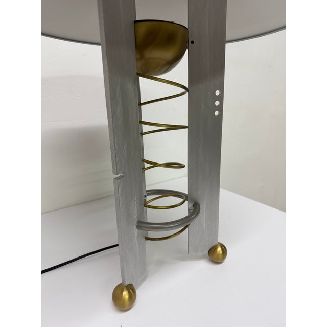 1990s Robert Sonneman Modernist Aluminum and Brass Table Lamp for Kovacs, 1990 For Sale - Image 5 of 17