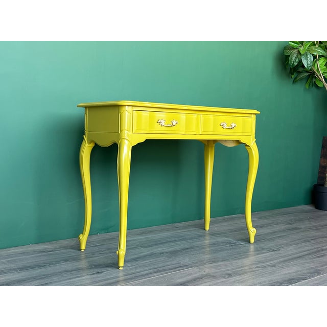 Late 20th Century Late 20th Century French Provincial Willow Green Writing Desk For Sale - Image 5 of 18