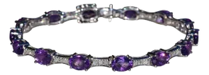 The Carberry: Ladies 14K White Gold Bracelet set with Amethyst and Diamond