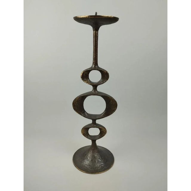 Brown Large Space Age Candlestick in Bronze, 1960s For Sale - Image 8 of 10