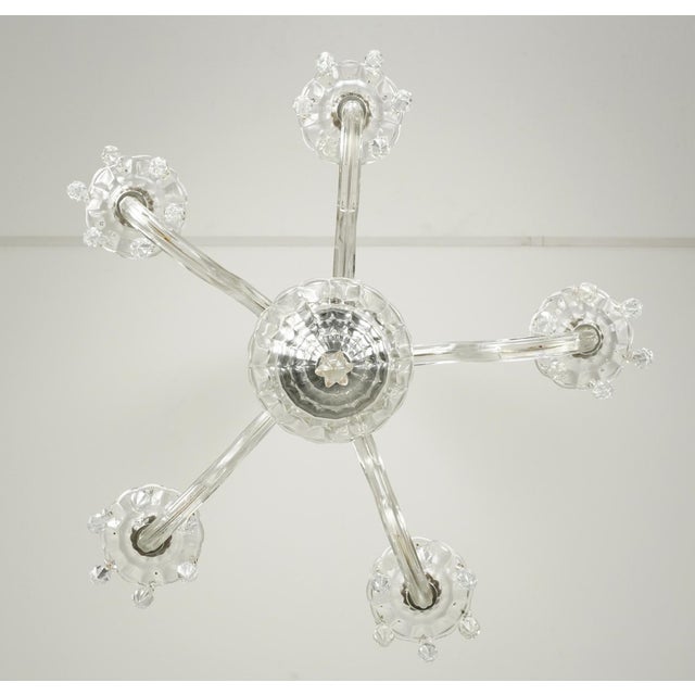 Transparent Restored Vintage Art Deco Five Arm Crystal Chandelier For Sale - Image 8 of 11