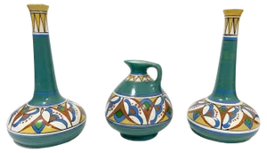 Dutch Arnhem Holland Elrakka Pottery, 1915, Set of 3
