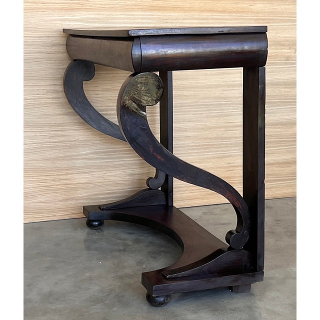 Early Biedermeier Period Walnut Console Table With Drawer, Austria, Circa 1830 For Sale - Image 6 of 11