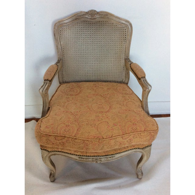 French Style Armchair With Caned Back For Sale - Image 4 of 6